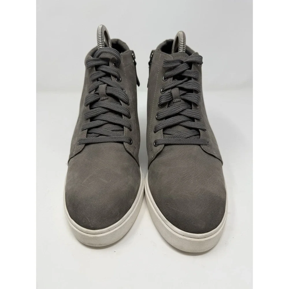 Caslon Soft Gray‎ Leather Wedge Sneakers Shoes Side Zip Laces SZ 9M